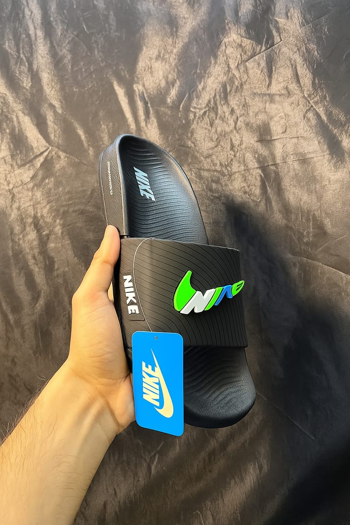 NIKE Knockoff Slide | Black (Green)