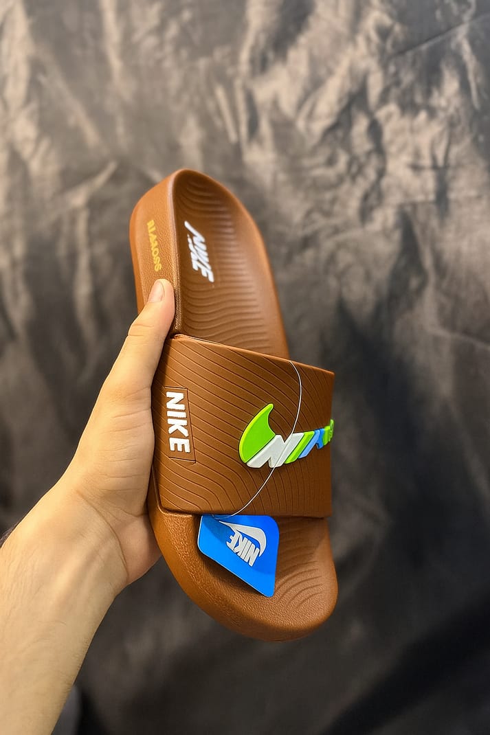 NIKE Knockoff Slide | Brown (Green)