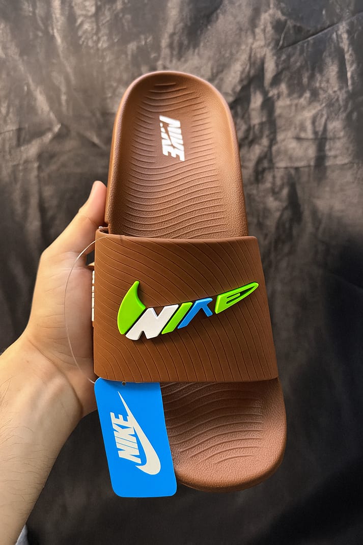 NIKE Knockoff Slide | Brown (Green)
